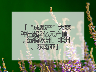 “成都产”大蒜种出超2亿元产值，远销欧洲、非洲、东南亚
