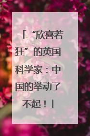 “欣喜若狂”的英国科学家：中国的举动了不起！