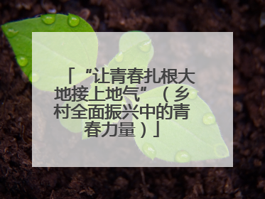 “让青春扎根大地接上地气”（乡村全面振兴中的青春力量）