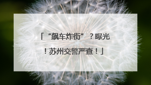 “飙车炸街”？曝光！苏州交警严查！