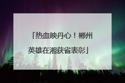 热血映丹心！郴州英雄在湘获省表彰