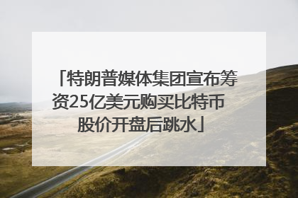 特朗普媒体集团宣布筹资25亿美元购买比特币 股价开盘后跳水