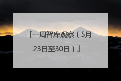 一周智库观察（5月23日至30日）
