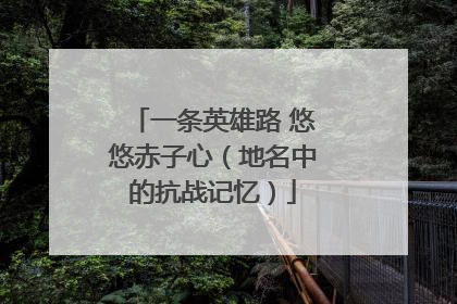 一条英雄路 悠悠赤子心（地名中的抗战记忆）