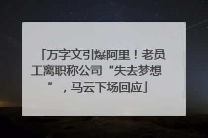 万字文引爆阿里！老员工离职称公司“失去梦想”，马云下场回应