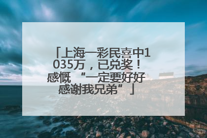 上海一彩民喜中1035万，已兑奖！感慨 “一定要好好感谢我兄弟”