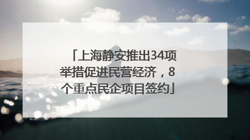 上海静安推出34项举措促进民营经济，8个重点民企项目签约