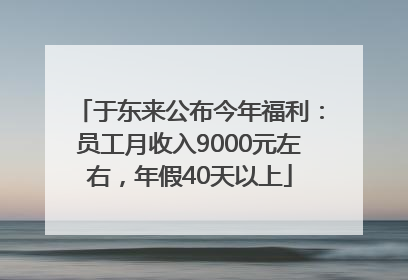 于东来公布今年福利：员工月收入9000元左右，年假40天以上