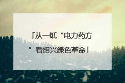 从一纸“电力药方”看绍兴绿色革命