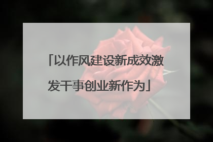 以作风建设新成效激发干事创业新作为