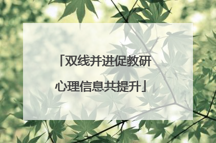 双线并进促教研 心理信息共提升