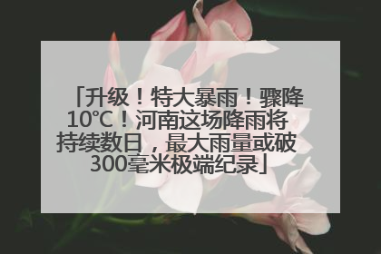 升级！特大暴雨！骤降10℃！河南这场降雨将持续数日，最大雨量或破300毫米极端纪录