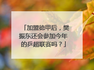 加盟德甲后，樊振东还会参加今年的乒超联赛吗？