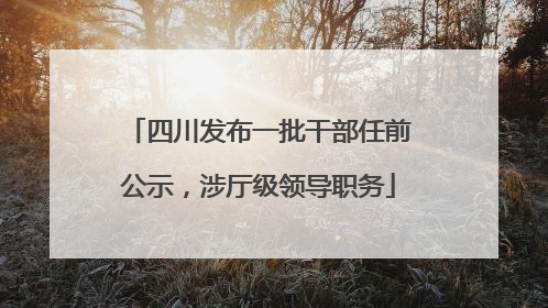 四川发布一批干部任前公示，涉厅级领导职务