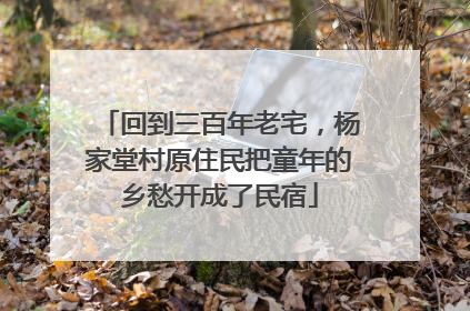 回到三百年老宅，杨家堂村原住民把童年的乡愁开成了民宿