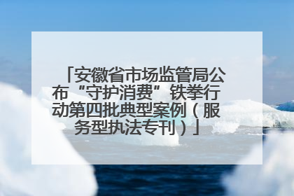 安徽省市场监管局公布“守护消费”铁拳行动第四批典型案例（服务型执法专刊）