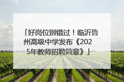 好岗位别错过！临沂鲁州高级中学发布《2025年教师招聘简章》