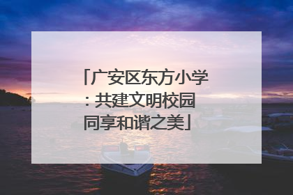 广安区东方小学：共建文明校园 同享和谐之美