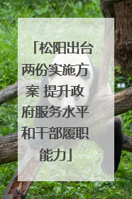松阳出台两份实施方案 提升政府服务水平和干部履职能力