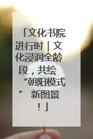 文化书院进行时｜文化浸润全龄段，共绘 “朝阳模式” 新图景！