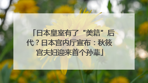 日本皇室有了“美籍”后代？日本宫内厅宣布：秋筱宫夫妇迎来首个孙辈