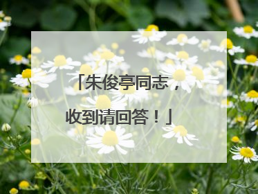 朱俊亭同志，收到请回答！