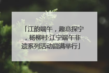 江韵端午，趣意探宁，杨柳村·江宁端午非遗系列活动圆满举行