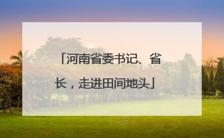 河南省委书记、省长，走进田间地头