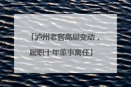 泸州老窖高层变动，履职十年董事离任