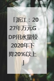 浙江：2027年万元GDP用水量较2020年下降20%以上