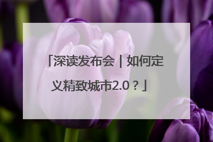 深读发布会｜如何定义精致城市2.0？