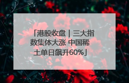 港股收盘｜三大指数集体大涨 中国稀土单日飙升60%