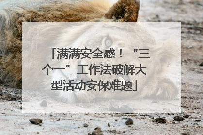 满满安全感！“三个一”工作法破解大型活动安保难题