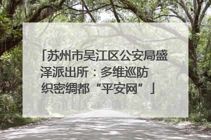 苏州市吴江区公安局盛泽派出所：多维巡防  织密绸都“平安网”
