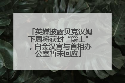 英媒披露贝克汉姆下周将获封“爵士”，白金汉宫与首相办公室暂未回应