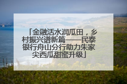 金融活水润瓜田，乡村振兴谱新篇——民泰银行舟山分行助力朱家尖西瓜甜蜜升级