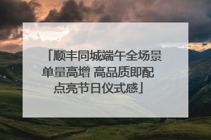 顺丰同城端午全场景单量高增 高品质即配点亮节日仪式感