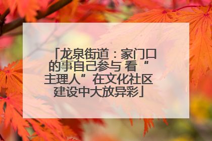 龙泉街道：家门口的事自己参与 看“主理人”在文化社区建设中大放异彩