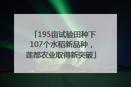 195亩试验田种下107个水稻新品种，莲都农业取得新突破