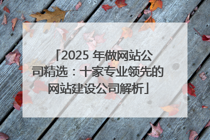 2025 年做网站公司精选：十家专业领先的网站建设公司解析