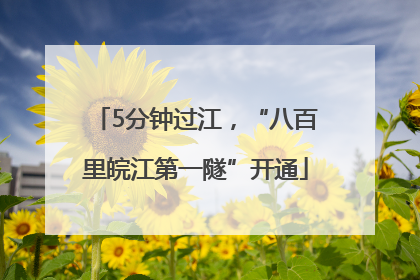 5分钟过江，“八百里皖江第一隧”开通